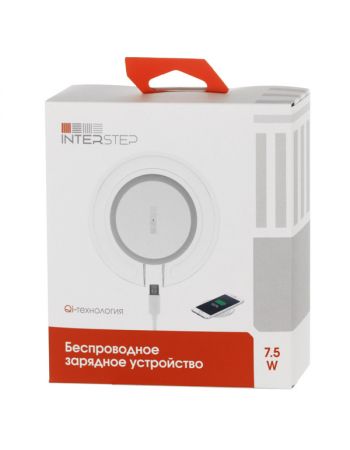 Беспроводное зарядное устройство InterStep QI 7,5W White/Blue Stripe
